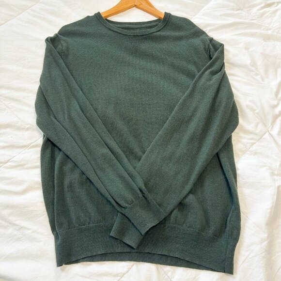 Goodthreads 100% Merino Wool Crewneck Sweater Green Men’s Large - Picture 1 of 5